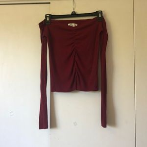 Maroon Off The Shoulder Long Sleeve